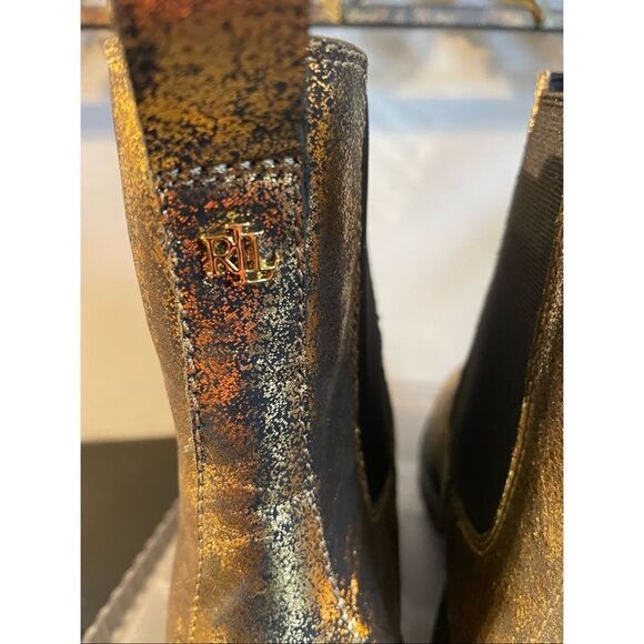 Ralph Lauren Corinne Bootie Fashion Booties Metallic Black/Gold Women SZ 8.5 NEW - Picture 7 of 11